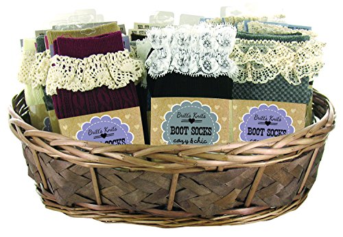 Britt's Knits Boot Socks Checkered with Lace, Gray, One Size3