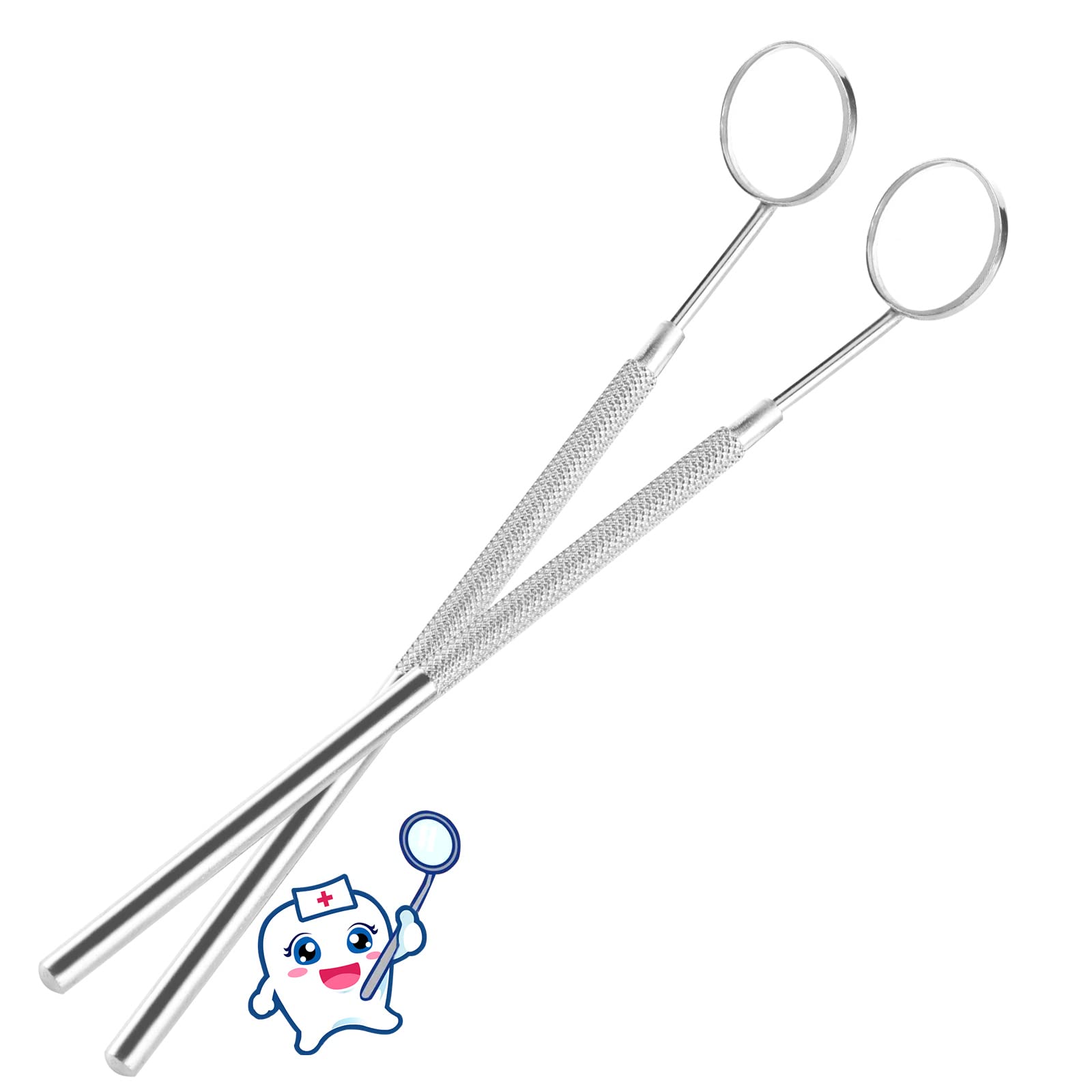 Espejo Dental de Acero Inoxidable, Espejo de Inspección para Extensiones de Pestañas, Herramientas de Dentista (2PCS)