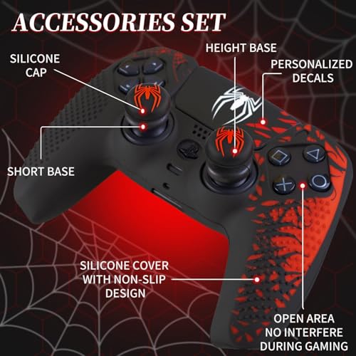 Image of DEADSKULL - Spidy Edition Protective Cover Case Compatible with PlayStation DualSense Anti-Slip PS5 Remote Skin, PS 5 Controller Accessories,Silicone Sleeves Set (Red & Black)