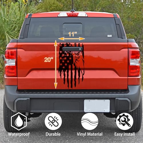 Image of Truck Decals,White American Flag Decal,Creativity American Flag Car Decal,Truck Tailgate Vinyl Decal Compatible with Most Trucks and Car Window,Truck Decals for Men(White Eagle 16x9in)