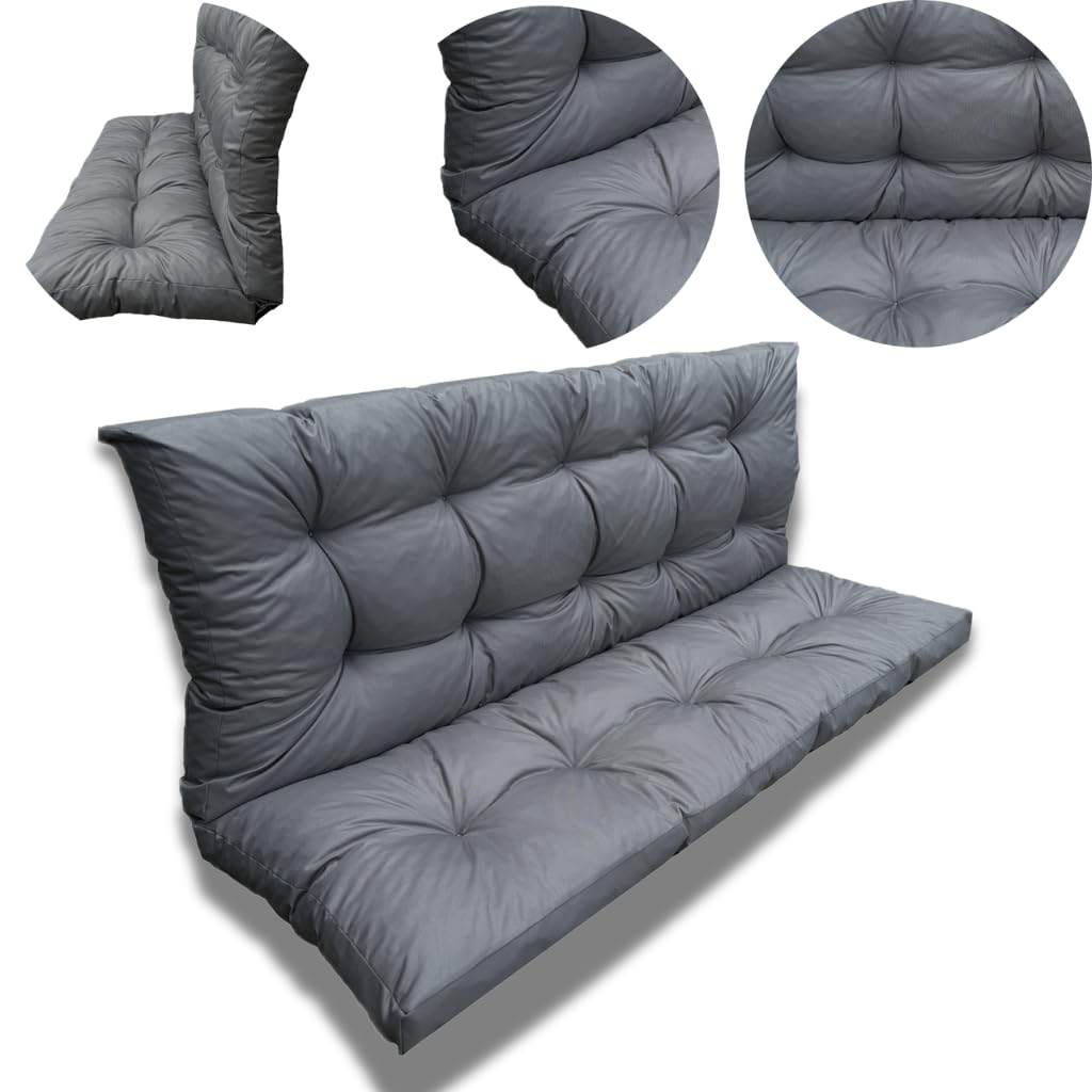 Cuscino per dondolo da giardino, impermeabile, per panca da giardino, per panca da giardino, 120 x 60 x 50 cm, grigio