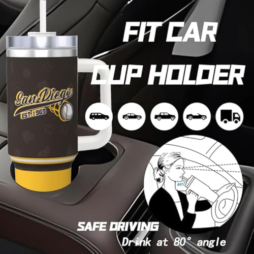 Image of San Diego 30 oz Tumbler with Handle and Straw,Car cup,Coffee Mug,100% Leakproof Insulated Tumbler with Lid and Straw,Made of Stainless Steel,Cup Holder Friendly Base,Classic Collection Gifts for Fans