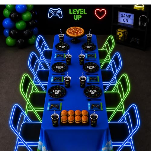 Image of Blue Orchards Block Game Tablecover (Pack of 3) 108 inch x 54 inch - Ultimate Virtual World Theme Party Decorations, Accent Tablecloth, Backdrop, Gift Wrap, Waterproof Plastic for Kids Video Game