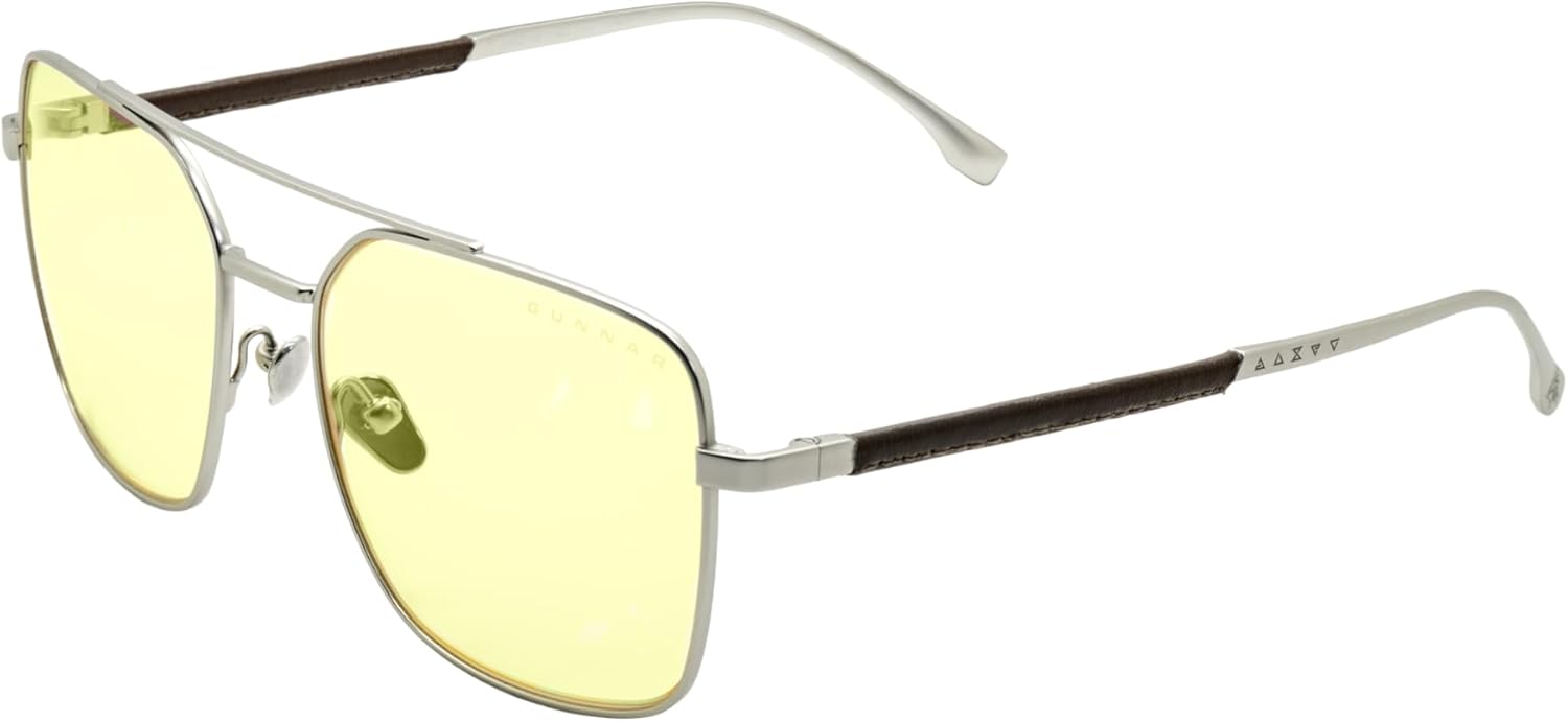 GUNNAR Gaming Glasses - Witcher White Wolf Steel Umber Amber Lens - Blue Light Blocking Relieve Dry Eye
