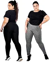 Kit 2 Leggings Plus Size G1 G2 G3 Lisa e Estampada Calça Academia Ginástica ZERO TRANSPARENCIA
