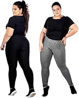 Kit 2 Leggings Plus Size G1 G2 G3 Lisa e Estampada Calça Academia Ginástica ZERO TRANSPARENCIA