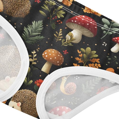 Wusikd Cute Hedgehogs Girls' Underwear Cotton Mushrooms Snails Girls Briefs Soft Toddler Underwear 2T4
