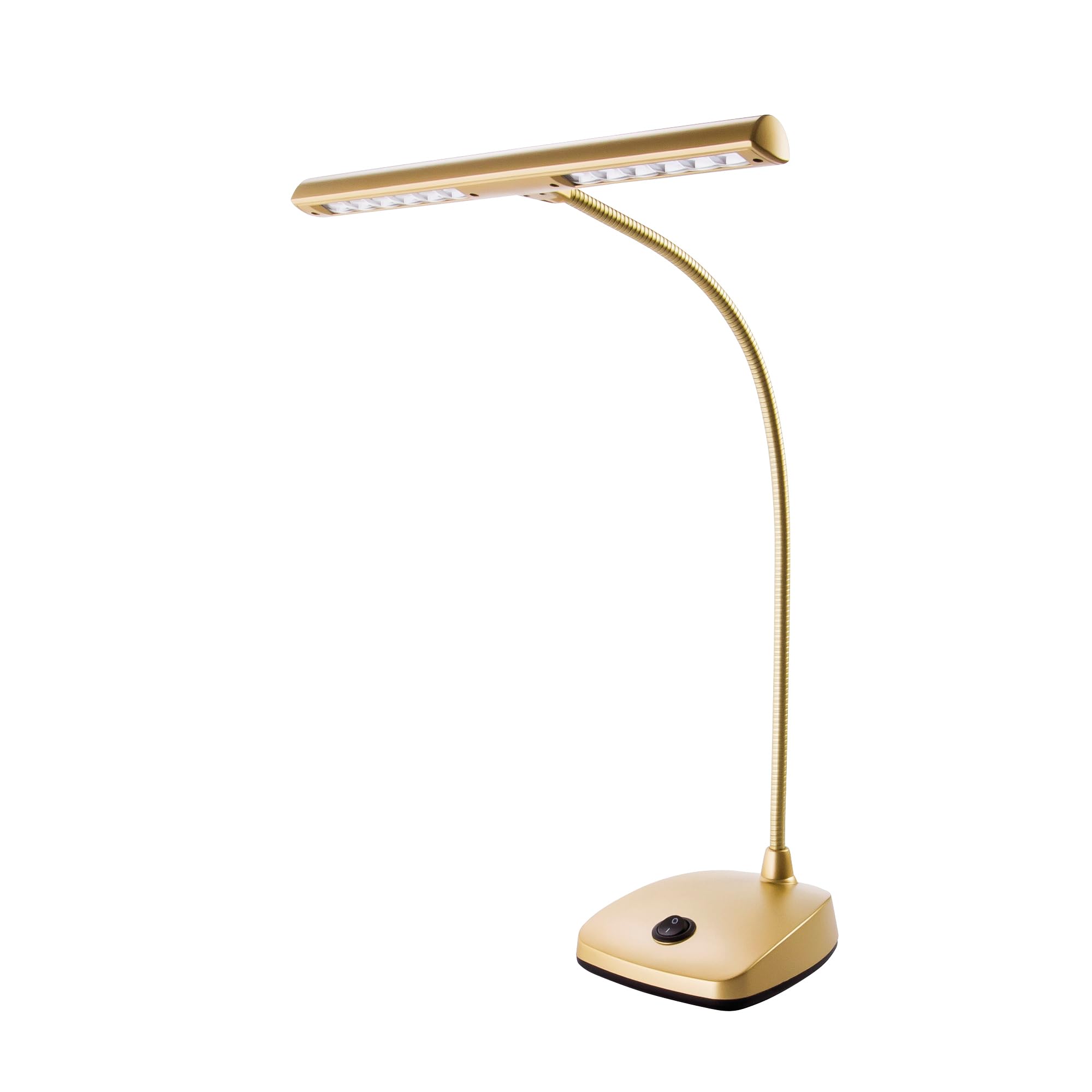 K&M 12297 Lampada LED da pianoforte, nera - paralume di 29,6 cm con collo di cigno - 12 LED luminosità di 2500 Lux, cavo di 3 m