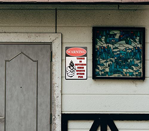 Erlood Warning There Is Nothing Here Worth Dying For Retro Vintage Bar Metal Tin Sign 12X8 Inches #TOP1