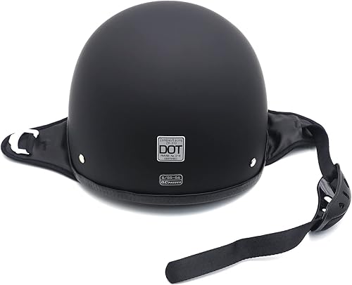 Miniatura 5 de HTT - Casco de media cara Harley Davidson para motocicleta, certificado por DOT, color negro mate, color negro mate, Chopper Cruiser Biker SMLXL