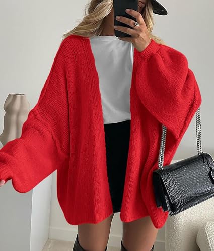 Image of PRETTYGARDEN Womens Oversized Cardigan Sweaters 2026 Fall Long Lantern Sleeve Knit Open Front Lightweight Sweater