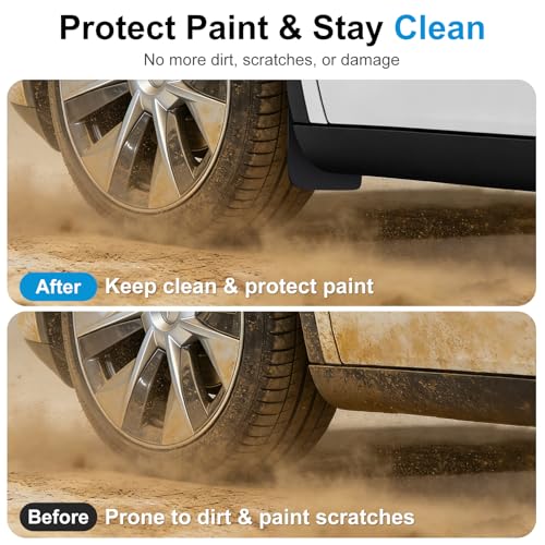 Image of Weize Floor Mats for Tesla Model Y Juniper 2025-2026 All Weather 9Pcs Cargo Liners & 4Pcs Mud Flaps No-Drill Splash Guards Interior Accessories(Not for Standard)