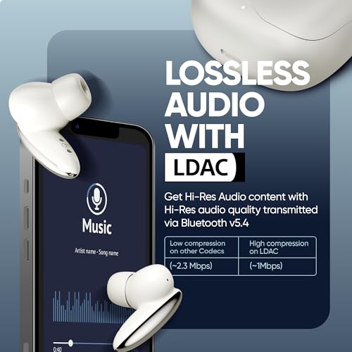 Image of Mivi SuperPods Studio ANC TWS Ear Buds Wireless, 38dB Quad Mic Noise Cancellation, Hi-Res Audio with LDAC, 3D Soundstage, Up to 60H Playback, Bluetooth True Wireless Earbuds