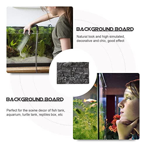Image of Kisangel Rock Terrarium Background, 17.7x11.8 Inch 3D Reptile Tank Backdrop Board for Bearded Dragon, Lizard, Gecko, Snake Habitat, Realistic Climbing Wall Decor, Dark Grey