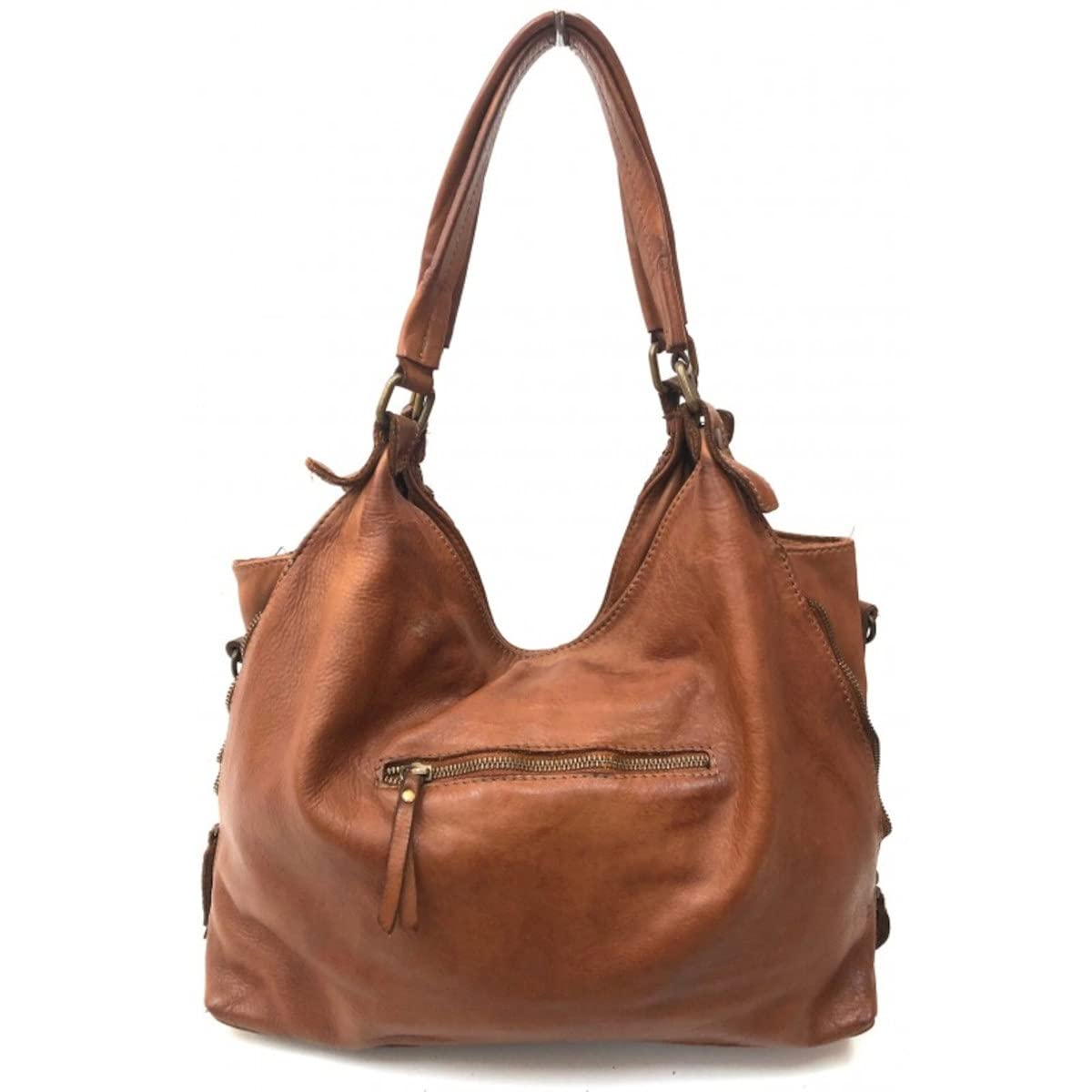 Mujer Bolso para llevar al hombro en Piel verdadera Trenzada Vintage Modelo DORSOD 43x32x14 Made in Italy