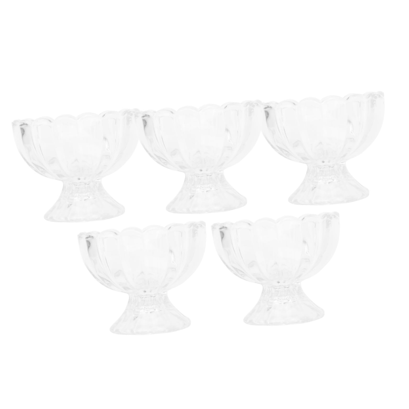 Mikinona 5piezas Tazón De Pudín De Helado De Vidrio Artesanal Para Ensalada De Frutas Tapa Para Helado y Postres