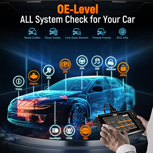 ANCEL Obd2 Scanner FX9000 Pro All System Scan Tool Diagnostic Code Reader with 26 Reset, ABS Bleeding BMS TPS EPB TPMS DPF SAS Start/Stop Oil Reset 7” Touch Screen Android Tablet