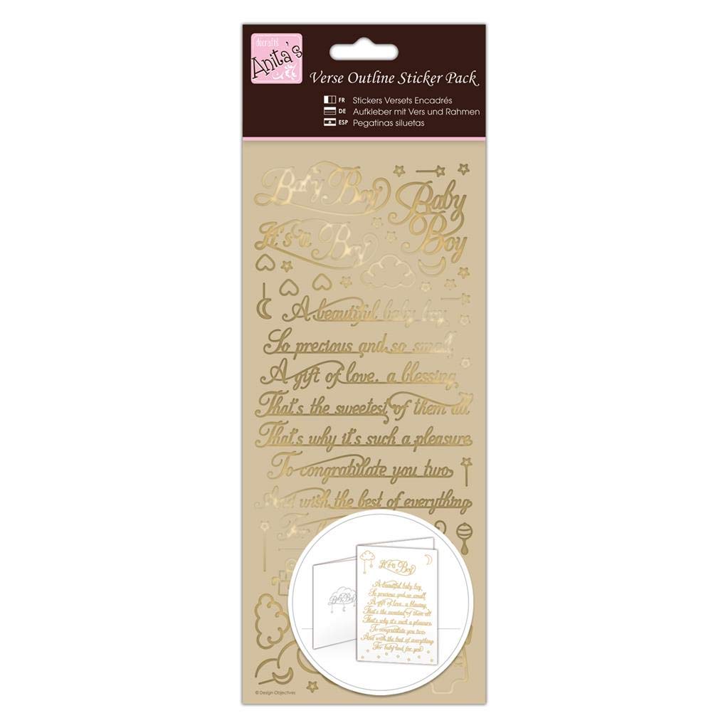 Anitas Outline Stickers, Verses, Baby Boy, Gold, For Scrapbooking, Card Making, Kids Play, Homework, Art, Craft, Embelish, Decorative, Paper, Card, Glass, Metal, Plastic, Foam