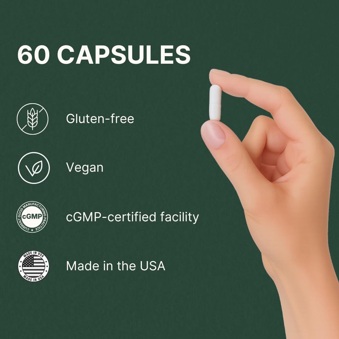 L-Ergothioneine Supplement 30mg - Fermentation-Based 99.99% Purity Antioxidant - Clinically Studied to Support Longevity, Restful Sleep & Healthy Aging - Vegan & Non-GMO - 60 Capsules — Amazon image 5
