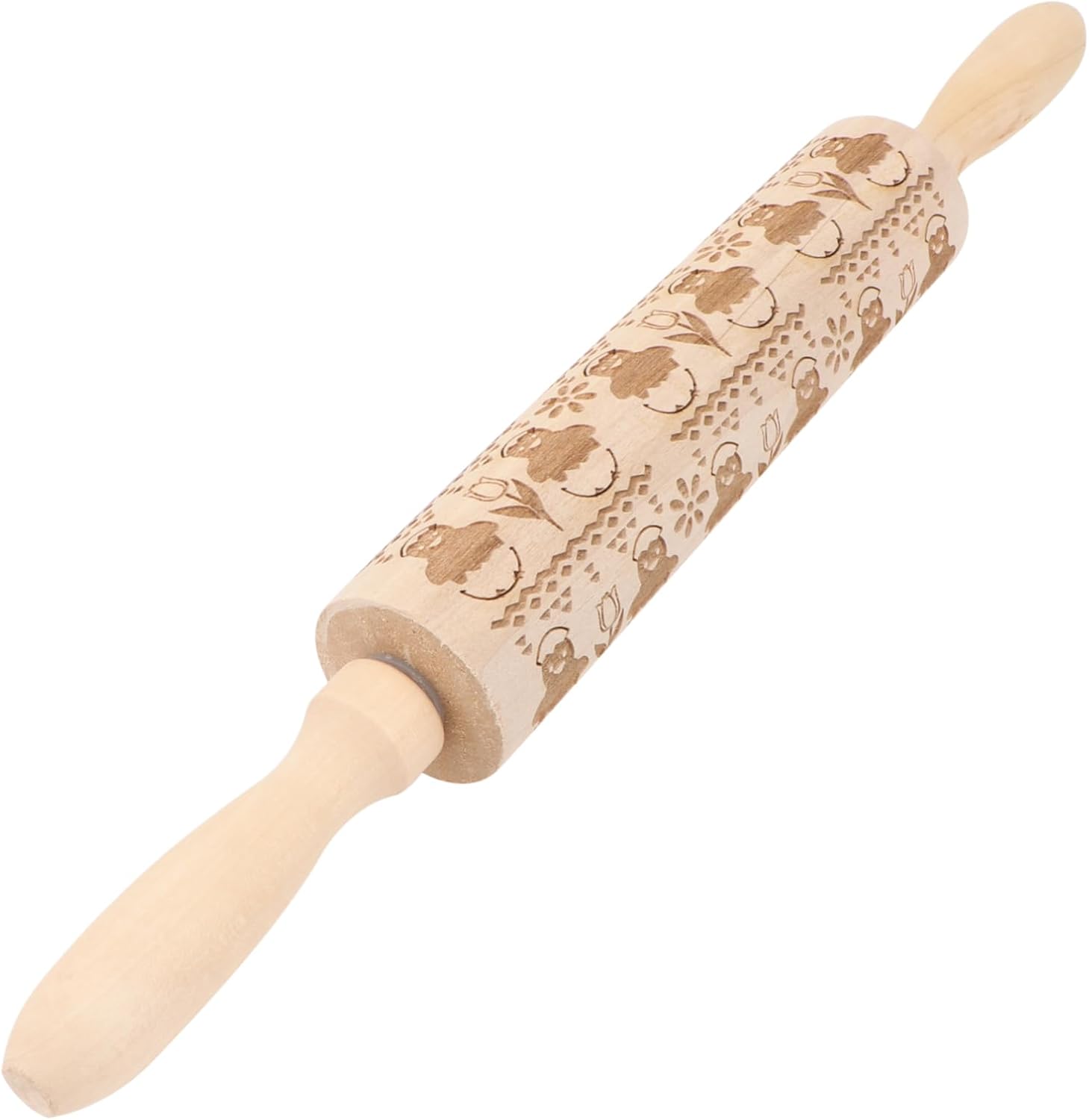 1pc Easter Rolling Pin Pastry Baking Roller Decorative Rolling Pins Kitchen Supplies Kitchen Rolling Pin Fondant Roller Baking Rolling Pin Wooden Roller 3d Household