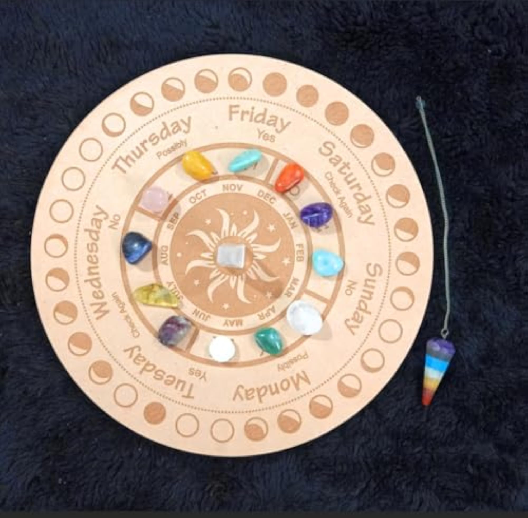 AM STONE MoonFace Wooden Grid Plate for Meditation