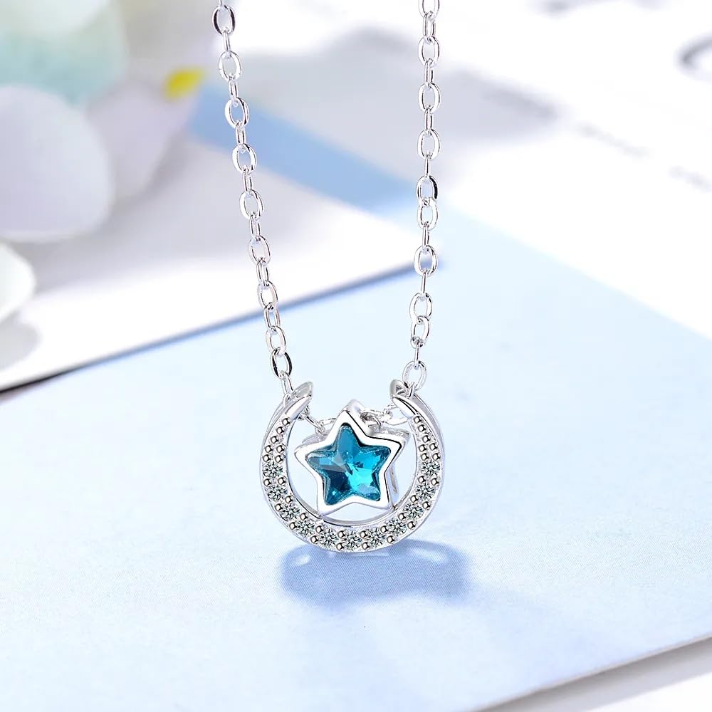 collane stella luna pendenti e collane gioielli con collana a catena pura 925