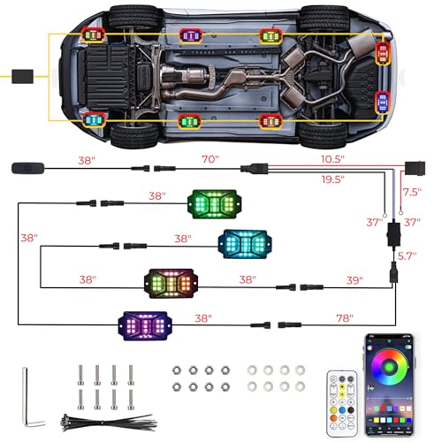 Image of 4 Pods 5 Sides Full Angle RGB Rock Lights for Trucks, App & Remote Control