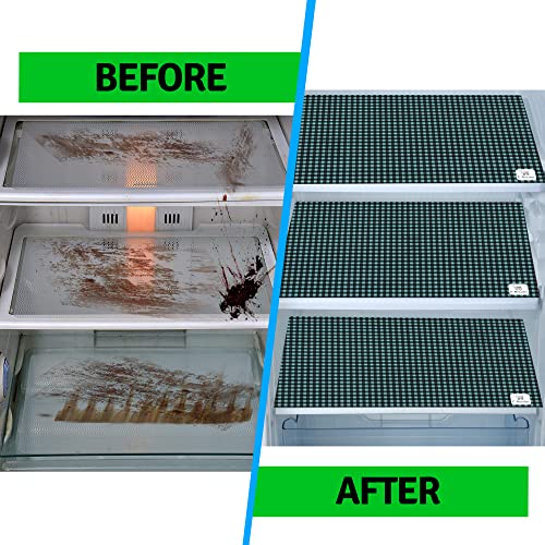 Image of Multipurpose Waterproof PVC Refrigerator /Fridge Drawer Mats Washable Non-Slip Shelf Liners for Kitchen Set of 4 Pcs (Black Check, 17.5x11.5 Inch)