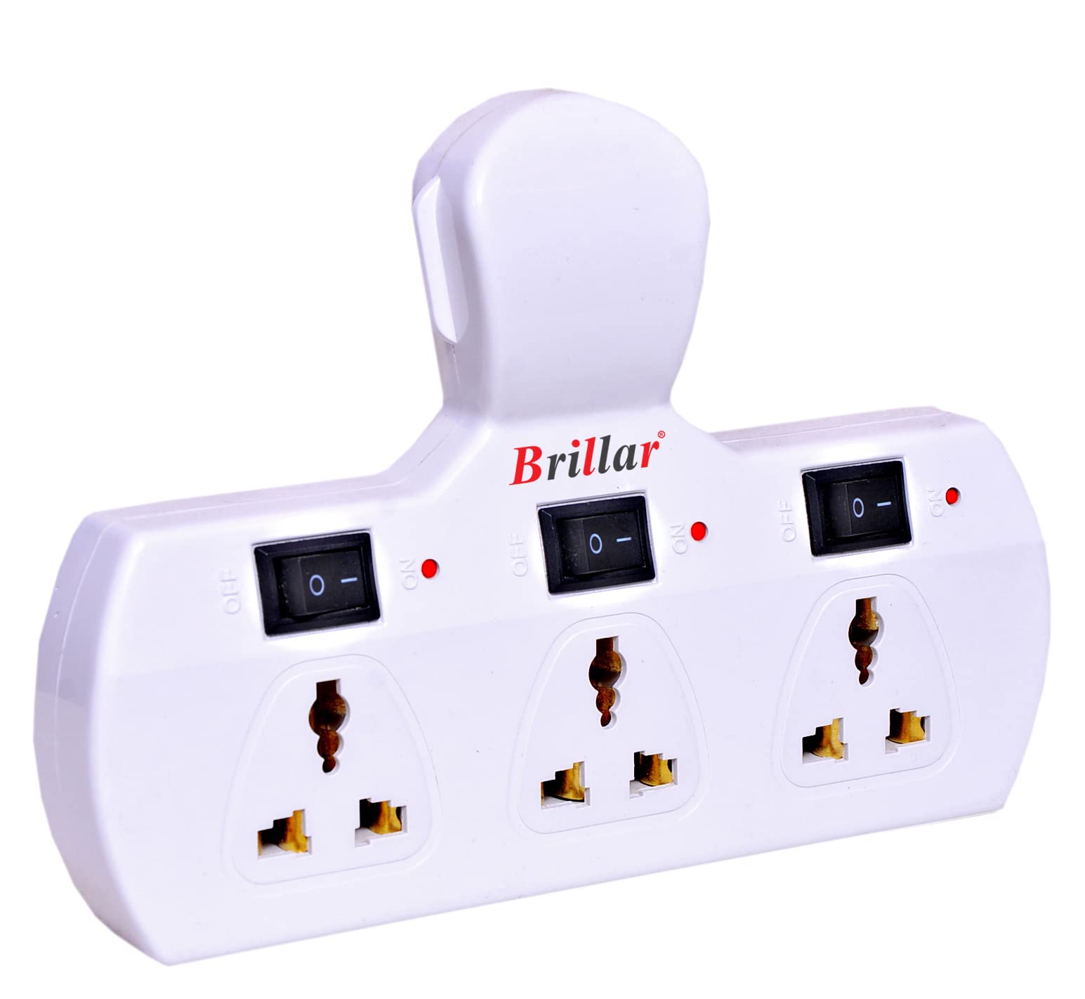 Brillar Multiplug 6A Three-Way Extension Board with Individual Switches, Led Indicators & Protection Fuse-image-14