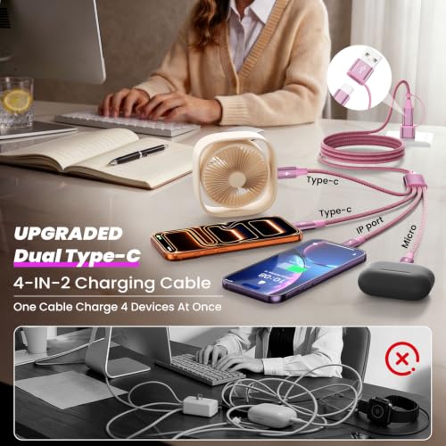 Image of 4 in 2 Multi Charging Cable, USBA /C Charging Cords for Multiple Devices