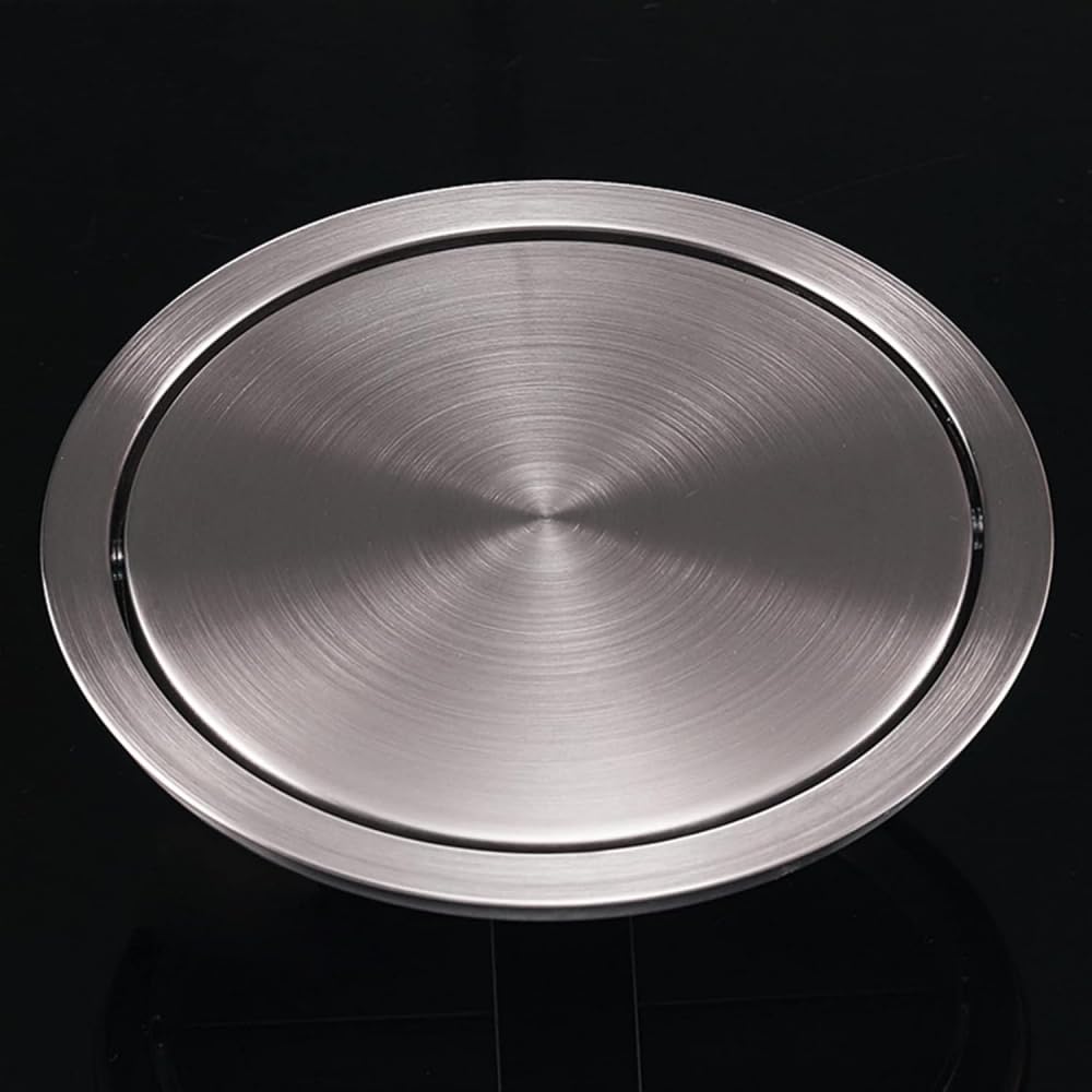 TIANQIHAO Stainless Steel Trash Can Lid With Flexible Center Swing Built In Balance Flap Cover For Countertop Recessed Trash Grommet And Waste Chute Cover Silver Color.,Silver