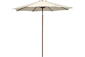 Yescom 9Ft 8 Rib Rope Pulley with Tilt Wood Outdoor Patio Umbrella...