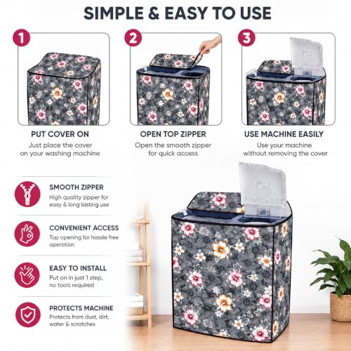 Image of Star Weaves Semi Automatic Washing Machine Cover for LG 6kg, 6.2kg, 6.5kg, 7kg, 7.5kg & 8kg Top Load | Waterproof, Dustproof, Rustproof | Heavy Duty Polyester Cover