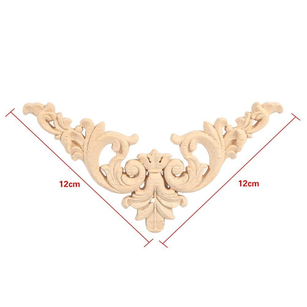 Pasamer 4 STKS Rubber Hout Gesneden Hoek Onlay Applique, Meubilair Bloem Vorm Ongeschilderde Decoratie (8 * 8