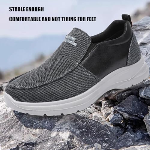 Mens Canvas Arch Support Walking Loafers Casual Lightweight Breathable Soft Sole Slip-on Orthopedic Hiking Sneakers Comfort Non-Slip Outdoor Casual Shoes 5