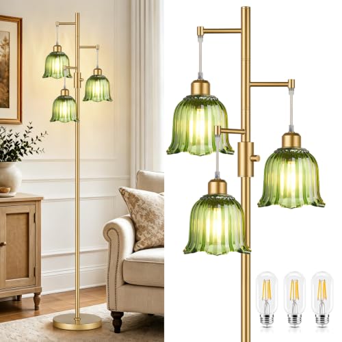 Image of Dimmable Flower Floor Lamp, 3 x 900LM LED Bulbs Included, Modern