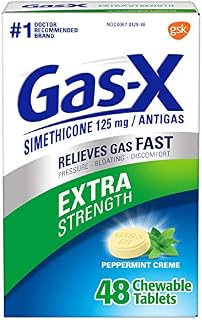 Gas-X Extra Strength Peppermint Chewable Tablet for Fast Gas Relief, 48Count