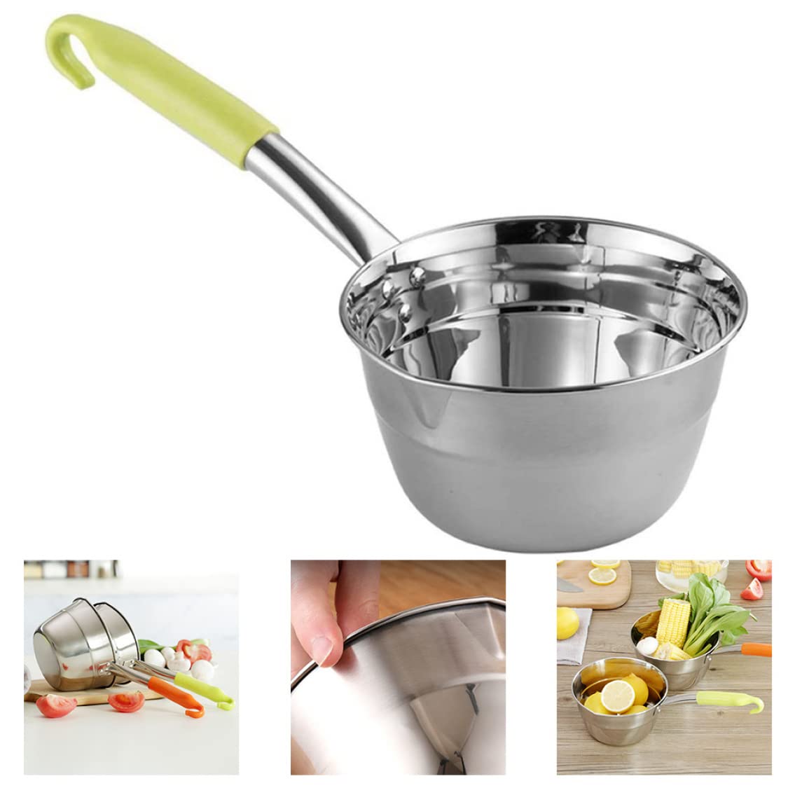 Cucharón de agua acero inoxidable cochero de agua de agua mango con mango enganchado