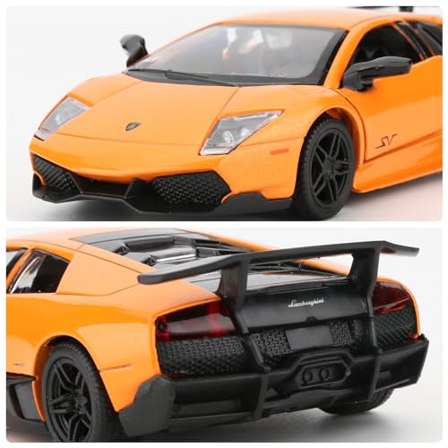 imtfzct 1/36 Lamborghini Murcielago LP670-4 Alloy Model Car with Pull Back Function Toy Car for Collecting and Decorating Model Toys Car Gifts for Boys and Girls (Orange) - Image 4
