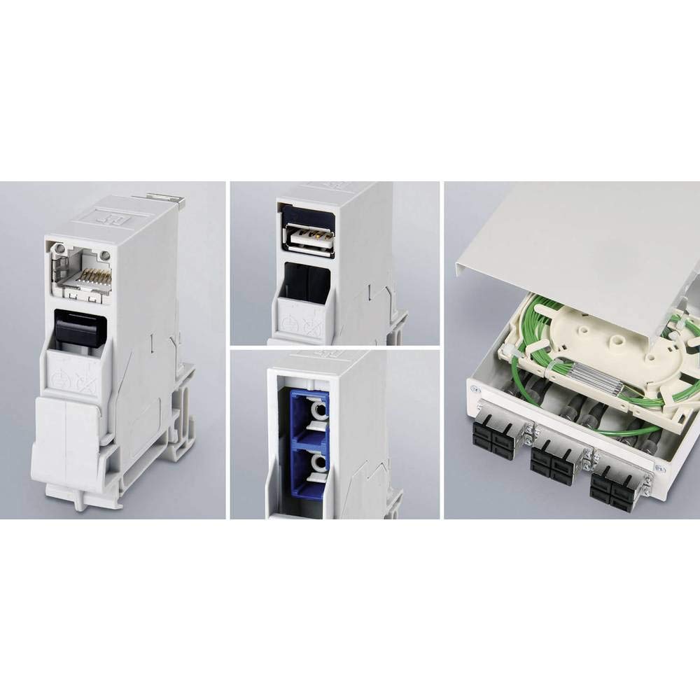 Produktbild von TELEGÄRTNER STX Tragschienen-Verbinder Inkl. RJ45 Modul A – Kat.6A, IP20, Für Hutschiene