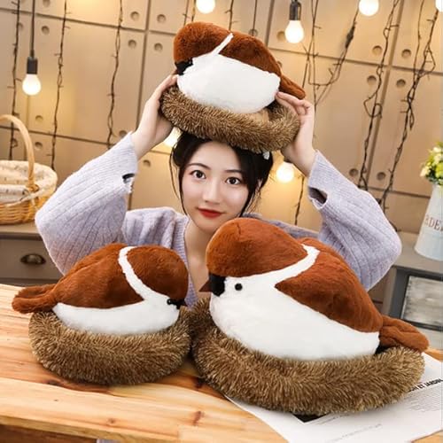 Xizhi XIZHI-MAQUEWO Sparrow Plush Toy With Bird'S Nest 15.7 Inch Stuffed Animal Figures Bird Throw Plush Pillow Toys Huggable Soft Animal Doll thumb #6