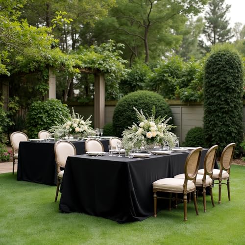 Image of sancua Black Tablecloths for 6 Foot Rectangle Tables, 8 Pack 90x132 Inch Rectangular - Washable Polyester Fabric Table Cloth, Reusable Table Covers for Wedding Party, Birthday, Banquet Reception