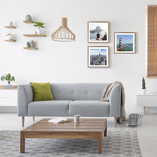 HEYTUYA Bilderrahmen, 30,5 x 30,5 cm, rustikales Braun, zum Aufhängen an der Wand, Posterrahmen, 25,4 x 25,4 cm, mit Passepartout oder 30… – Ansicht 4