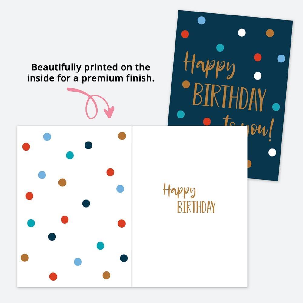 Dotty about Paper Tarjeta de cumpleaños para amigos, tarjeta de felicitación de alta calidad con lunares marinos. Sobre incluido