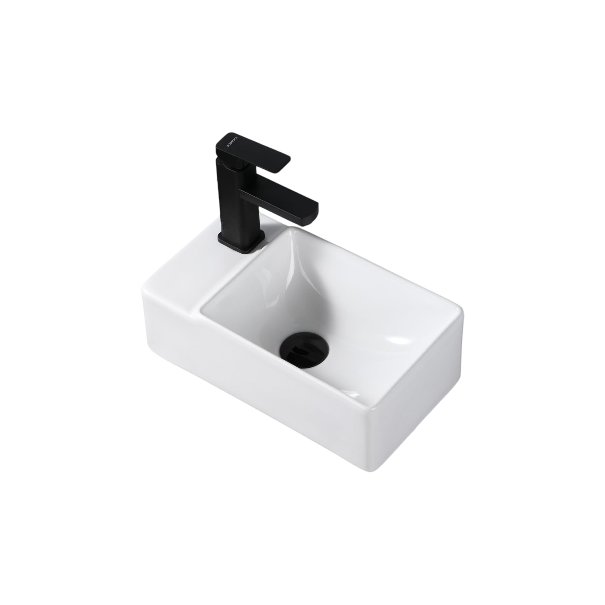 Lavatrice rettangolare compatta in ceramica bianca - Lavabo da appoggio di piccole dimensioni - Design elegante e pratico per piccoli bagni o servizi igienici - 40 x 22 x 13 cm