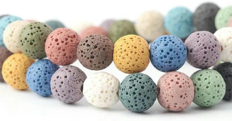 Wulkaniczna lawa kamienne koraliki kolorowe czarne okrągłe skała lawa luźne koraliki 6 mm-16 mm do samodzielnego wykonania bransoletki biżuterii - niebieskie 1-20 mm 20 koralików