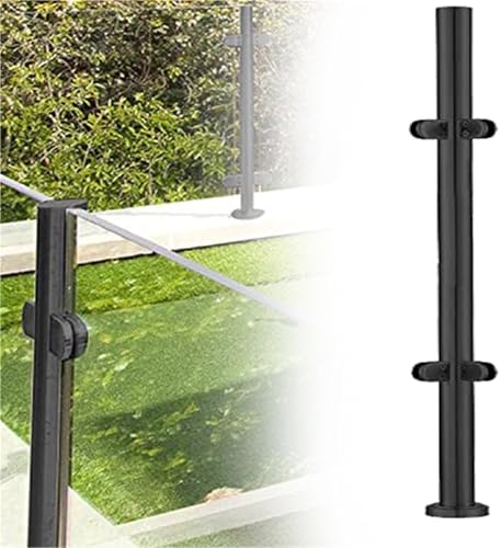 304 Stainless Steel Railing Post, Glass Balustrade Corner Column with Slots & Base, Silver Black Terrace Guardrails, 40in Height, Durable Outdoor Safety Solution