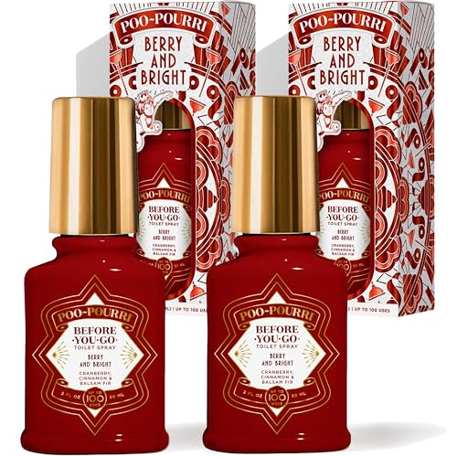 Poo-Pouri Before-You-Go Holiday Toilet Spray, Berry and Bright, 2 Fl Oz Pack of 2 - Cranberry, Cinnamon and Balsam Fir