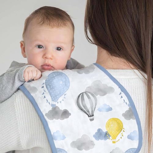 Featherhead™ 5-Pack Muslin Burp Cloths for Baby Boy Large 22" X 11" - Ultra Soft & Extra Absorbent Cotton Terry Backing (Blue Balloons)3