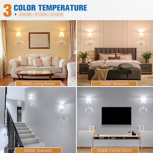 Image of NIORSUN 19.9 inch Battery Operated Wall Sconce Set of 2,Brushed Nickel Rechargeable Wall Lights with 10400mAh Dimmable Detachable Bulbs and Remote,10 Colors Wireless Sconces for Bedroom Living Room